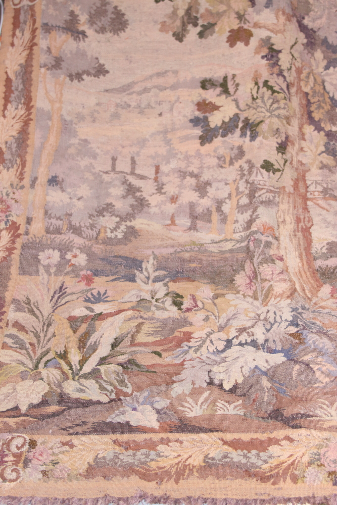 An 18th century verdure tapestry panel of a forestry scene, 72" drop x 52" wide - Image 2 of 2