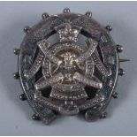 A silver regimental favour brooch, 3rd Highland Dragoon Guards, in case