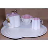 A bachelor's early 20th century Grainger Worcester teaset including tray, tray 15" wide