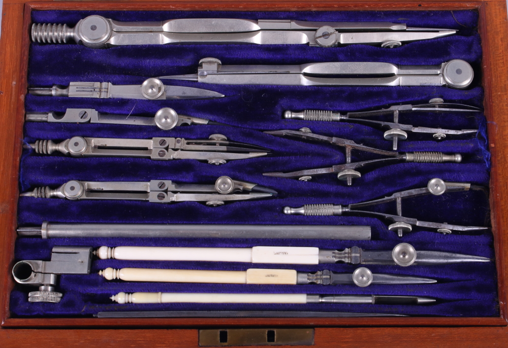 A set of W H Harling drawing instruments, in fitted mahogany case - Image 2 of 4