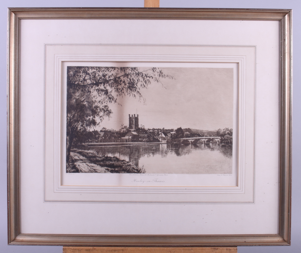 Martin Hardie, '06: a signed etching, Kentish village with bridge and oast house, an aerial view - Image 3 of 5