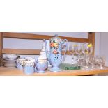 A hand-painted Limoges carafe decorated swags and pansies, an RS Germany lustre part coffee service,