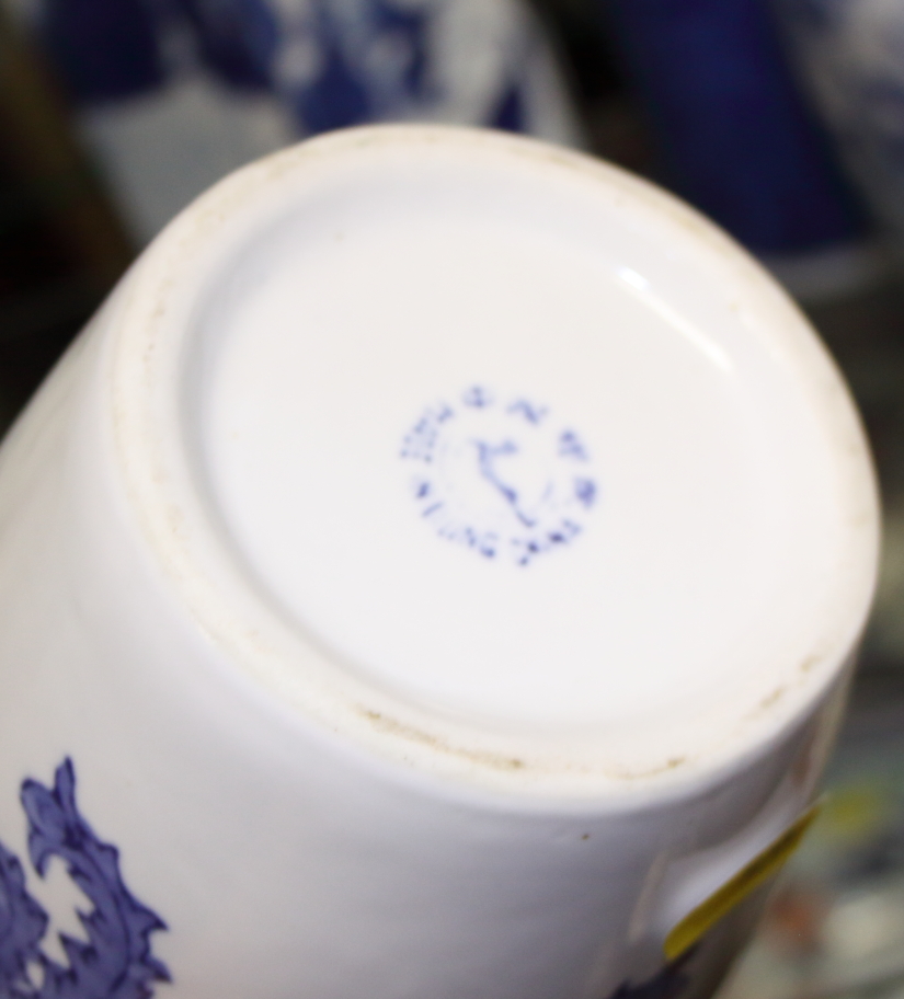 A pair of Chinese porcelain blue and white prunus decorated cylinder vases, 10" high, a floral - Image 3 of 23