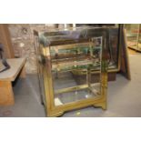 A surgeon's John Weiss & Sons bronze and plate glass instrument cabinet, 15 1/2" wide x 21" high x
