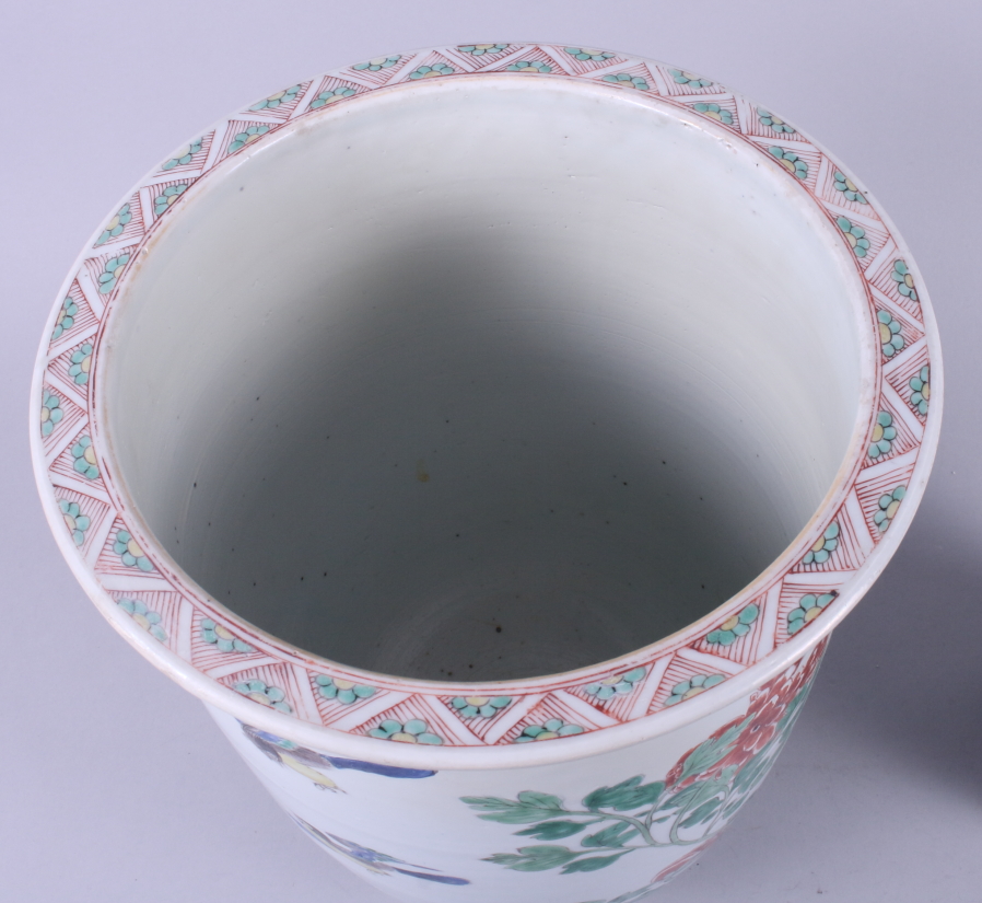 A Canton enamel jardiniere with bird and flower decoration, 10 1/2" high, and a Canton enamel two- - Image 3 of 7