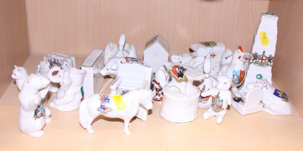 A collection of crested ware, including a City of London War Memorial by Arcadian, 6" high, a