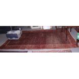 A Feraghan? rug with all-over Herati design on a blue ground, 120" x 69" approx (worn)