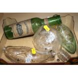 Two Patent feeding bottles, a J & B pop bottle and a bottle of dried herbs, by Yeatman & Co