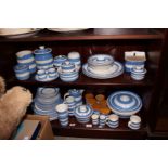 A large selection of T G Green blue and white banded Cornish ware (damages)