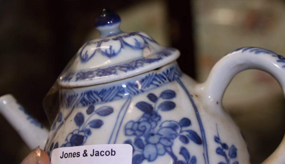 A Chinese porcelain blue and white landscape decorated stem cup, 4 1/2" high, a Kangxi vase, 3 1/ - Image 17 of 21