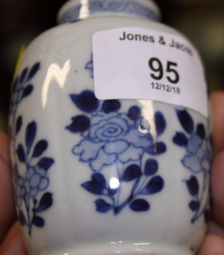 A Chinese porcelain blue and white landscape decorated stem cup, 4 1/2" high, a Kangxi vase, 3 1/ - Image 7 of 21