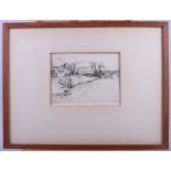 Martin Hardie, '06: a signed etching, Kentish village with bridge and oast house, an aerial view