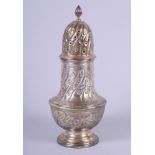 An embossed silver sugar castor, 5.3oz troy approx