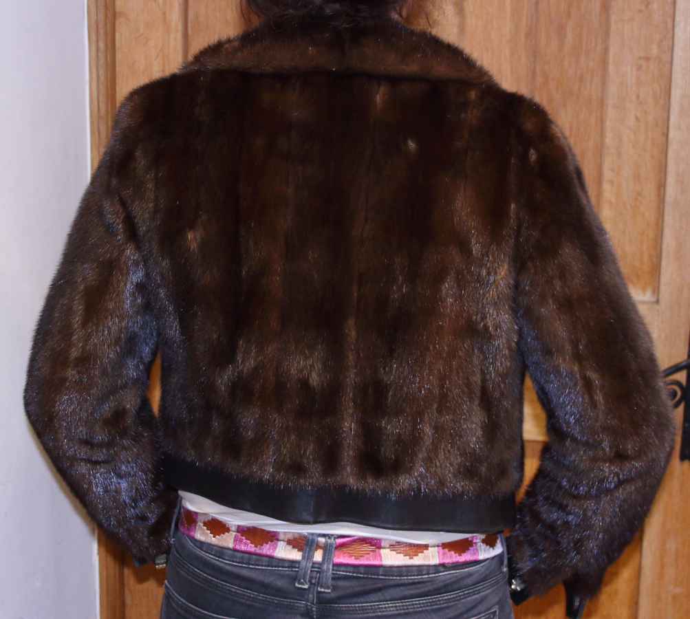 A Balmain mink jacket with leather details, back 19" long - Image 3 of 4