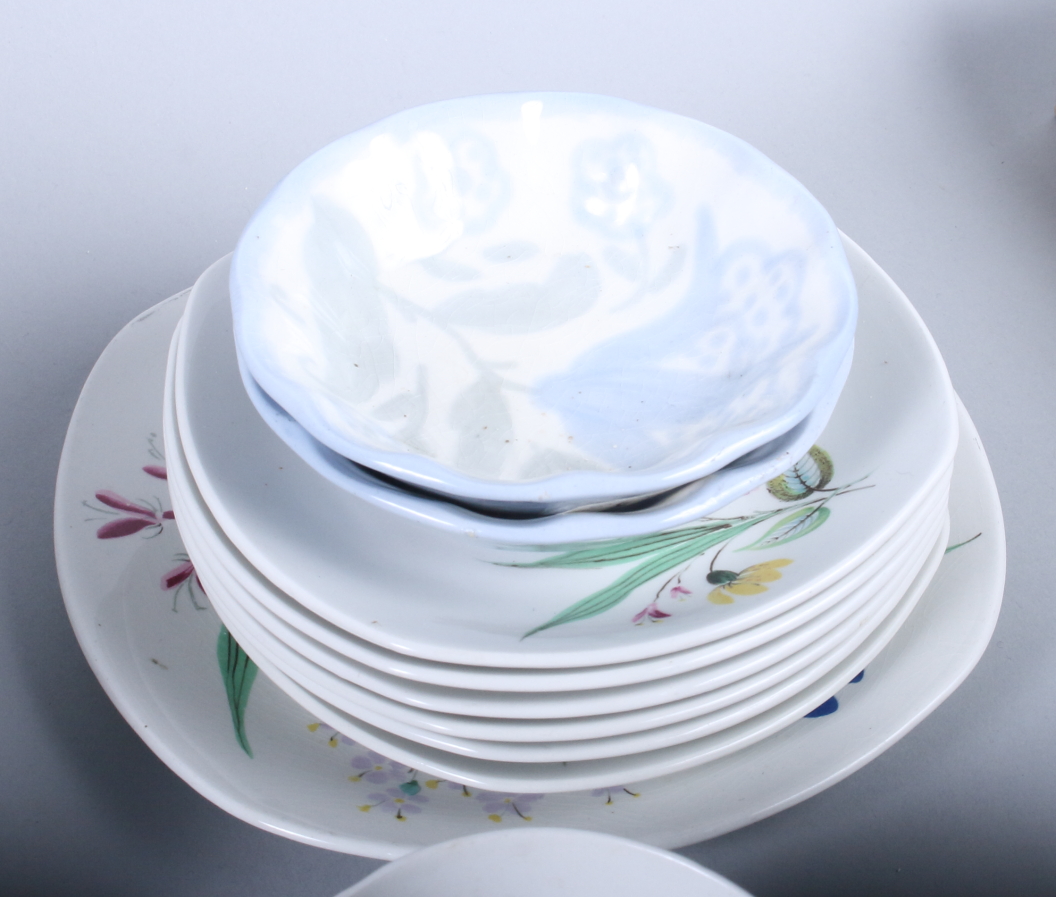 A Midwinter "Bouquet" pattern part coffee service for six, a matching side and dinner plate, two - Image 6 of 11