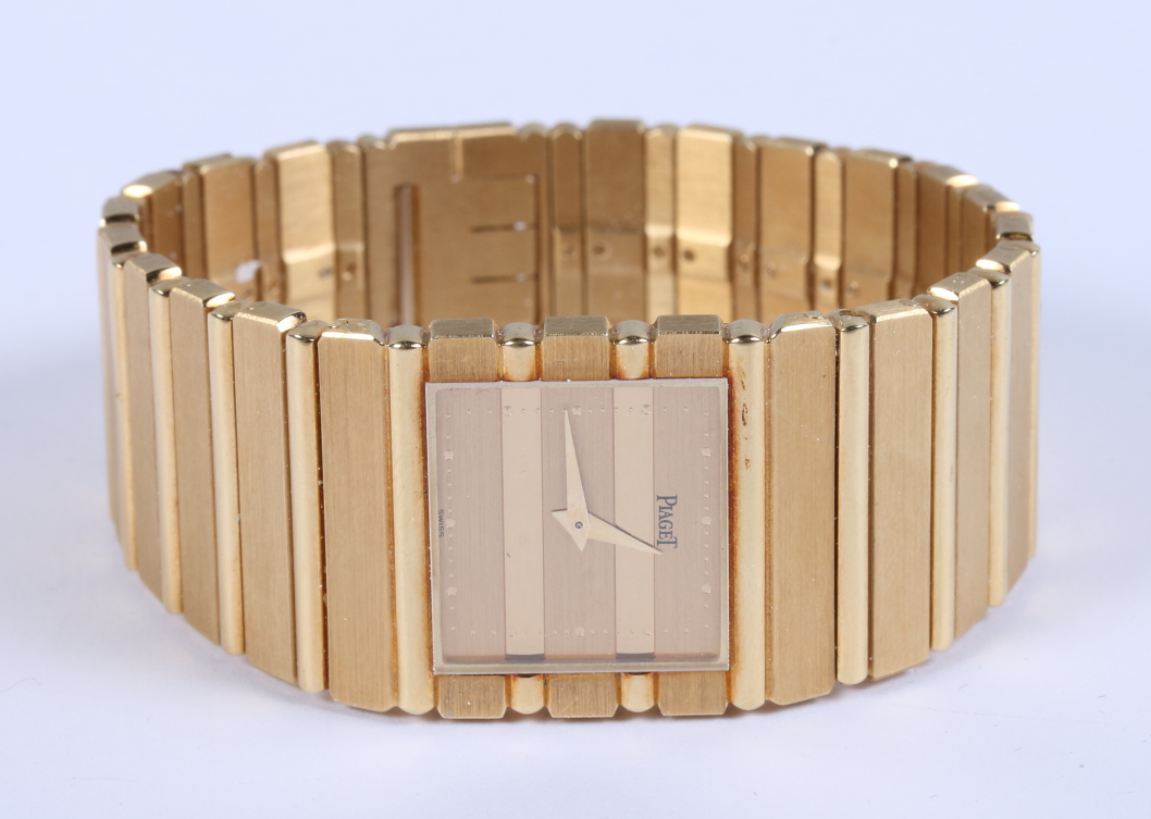 An 18ct gold Piaget "Polo" square faced wristwatch