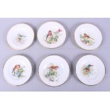 A set of six early 20th century Royal Worcester porcelain plates, birds by Henry Powell, 4 1/4" dia