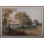Thomas Coleman Dibdin, 1843: watercolours, landscape sketch, 6 3/4" x 9 1/2", in gilt frame