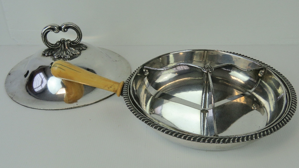 A silver plated breakfast dish with ivor - Image 2 of 2