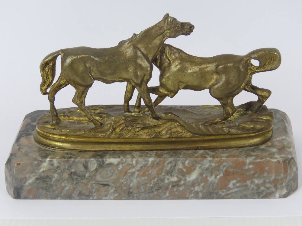 A gilt bronze figurine of two horses aft - Image 3 of 3