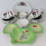 Three Beswick leaf moulded serving dishe