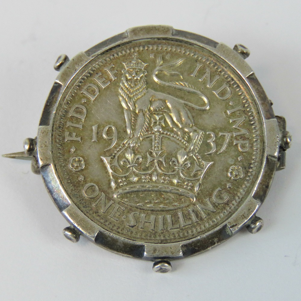 A HM silver brooch with inset 1937 Georg