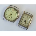 Two silver mens manual watches; one of r