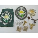 A quantity of WWII German badges including; SA stick pin, Luftwaffe stick pin,