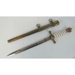 A WWII German naval Kreigsmarine ceremonial dagger, 2nd model, engraved blade marked WKL,