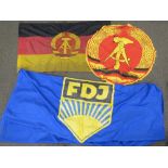 A large East German Youth flag (FDJ), an