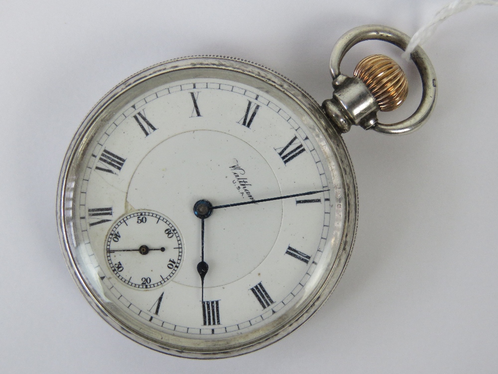 A HM silver American Waltham Watch Co open face pocket watch, - Image 3 of 3
