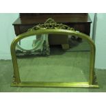 A contemporary Continental style gold painted over mantle mirror, 120cm wide, 90cm high.