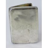 A HM silver Edwardian cigarette case with monogrammed initials 'HRH', gilded interior,
