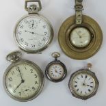 Five various pocket watches / timers.