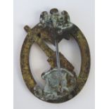 A WWII German Flak badge, small amount of corrosion to front, further corrosion to back.