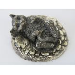 A HM silver frolicking cat figurine by Country Artists, Birmingham 1993, approx 4cm dia.