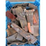 A job lot of Swiss Military issue Schmidt Ruben rifle bayonet leather frogs,