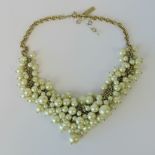 An L.K. Bennett faux pearl bead cluster necklace, adjustable length; shortest 44cm.