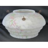 A 1930's opaque marbled glass pendant light shade with shades of pink and green, 29.5cm diameter.