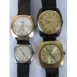 A vintage Curtis gold plated gents mechanical watch together with Smiths,