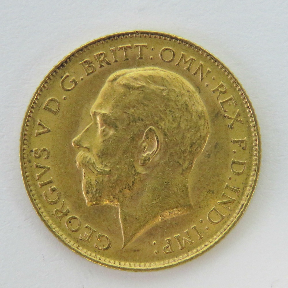 A 22ct gold half sovereign, George V 1913,