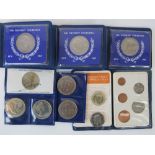 Britain's First Decimal Coin Set, three Sir Winston Churchill crowns,