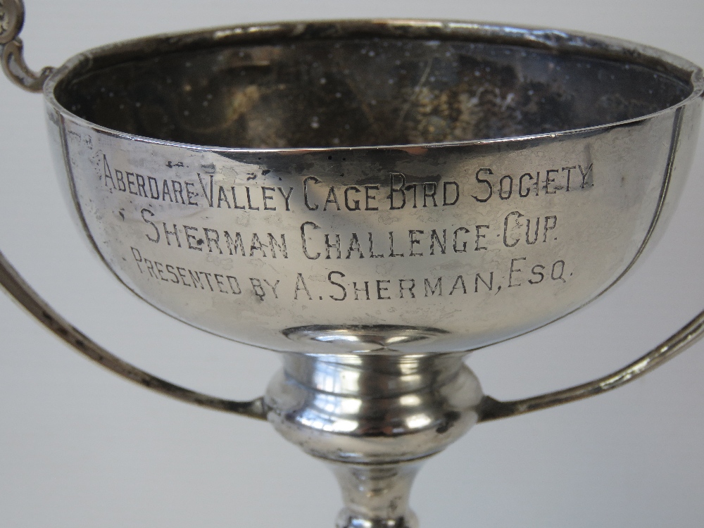 A HM silver trophy with weighted base, complete with stand, hallmarked Chester 1933, - Image 3 of 3