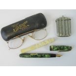 A quantity of assorted collectables including; antique carved ivory cigarette holder,