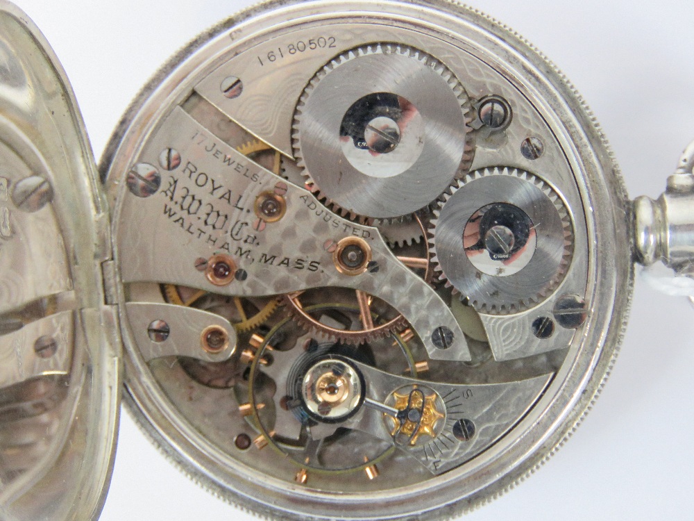 A HM silver American Waltham Watch Co open face pocket watch,