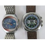 A 1970's Memostar Gents mechanical alarm watch on steel bracelet by Sicura,