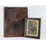 An early 20th century German Regimental Document wallet with framed photo of a young boy in German