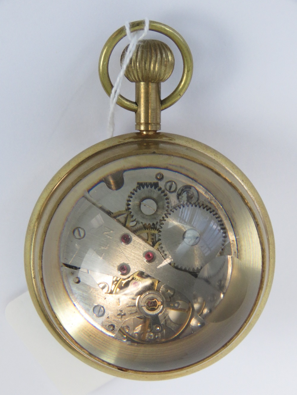 A brass cased 20th century spherical pocket watch marked 'Aeroplane Livre' to the face and - Image 3 of 3