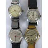 A vintage Military style Rotary maximus bumper automatic gents steel watch and three other