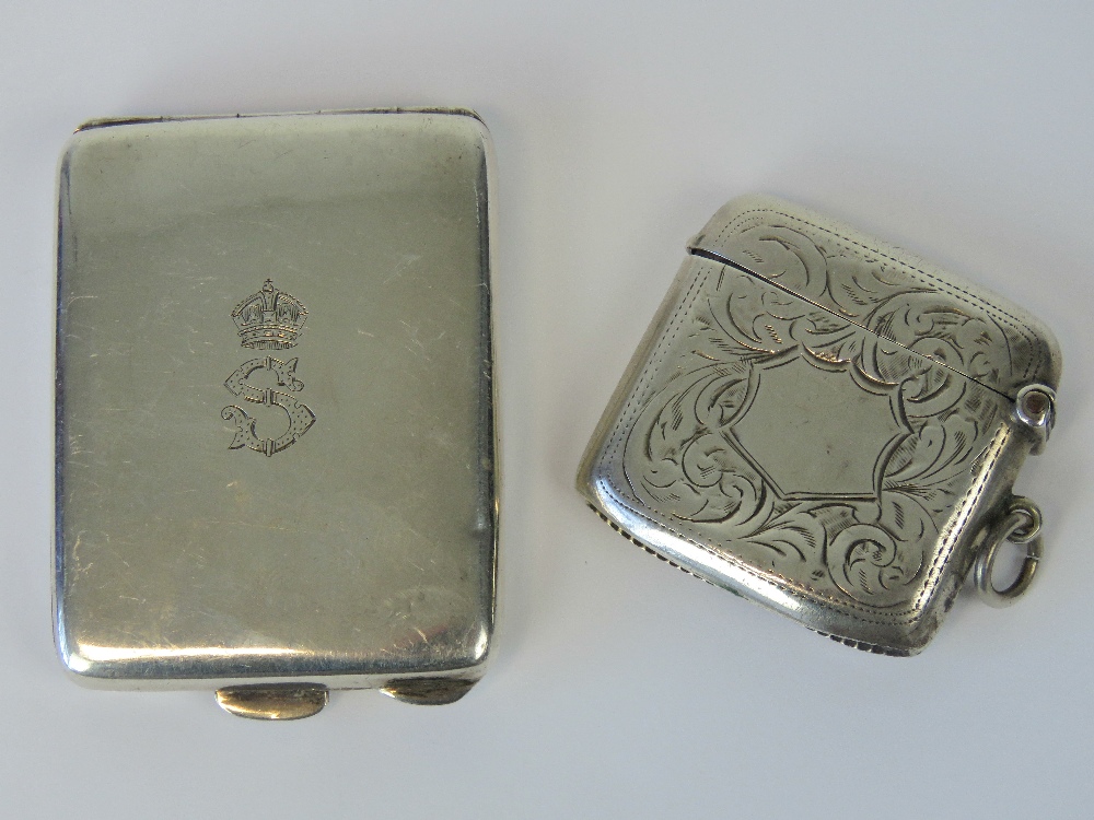 A HM silver matchbook case with engraved crown motif over an S, Birmingham 1936,